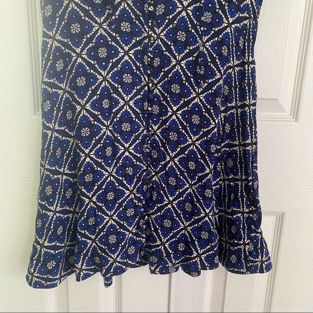 Free People Melody Print Mini Blue Shirt Collar Swing Babydoll Dress Size 0 - Picture 4 of 10
